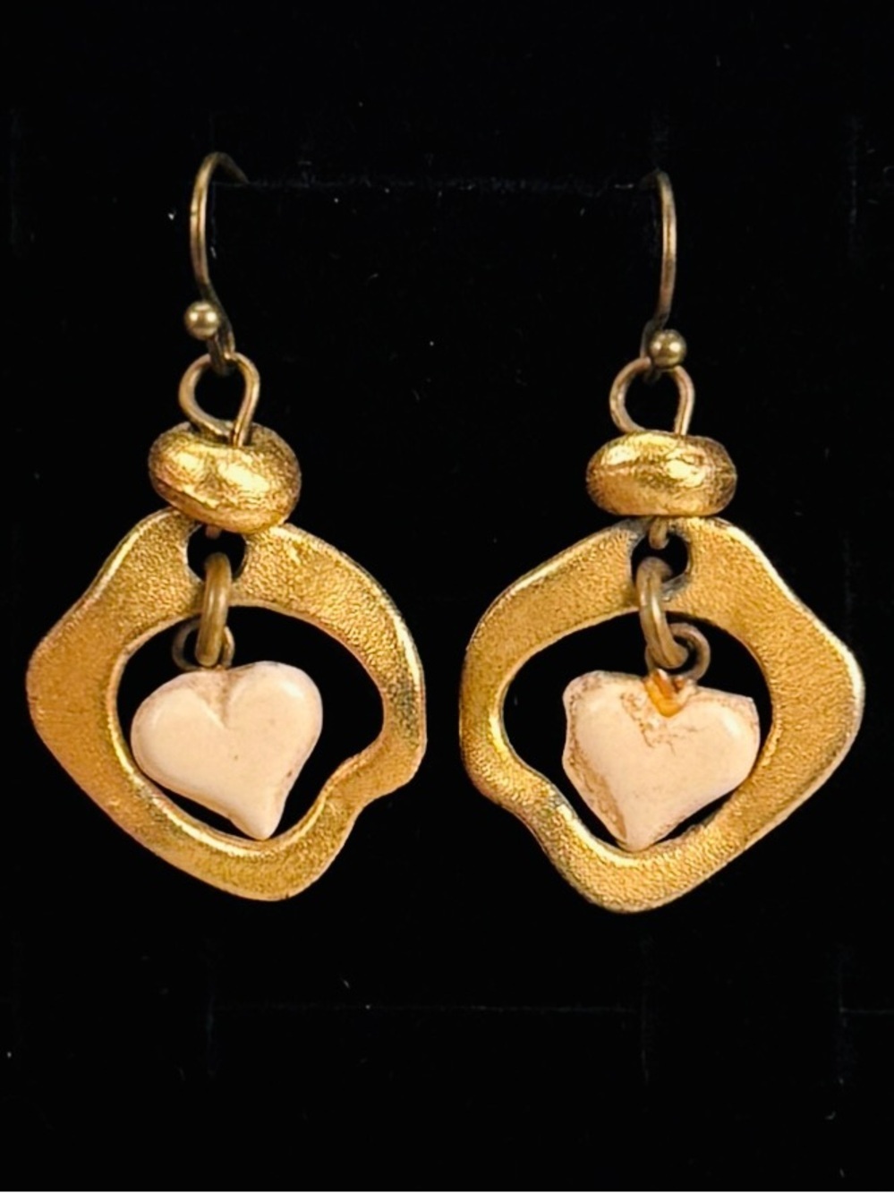 Vintage weighted, aged goldtone, bohemian chic pierced earrings